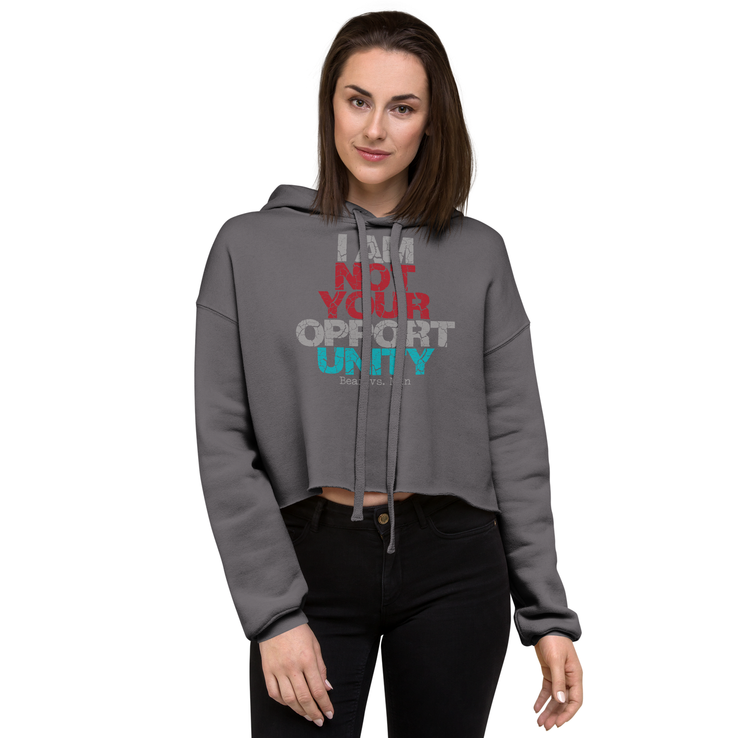 "Unity" (Grey) Cropped Raw Edge Hoodie (Gender Inclusive)