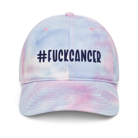 "#FuckCancer" Navy Puff Embroidered Tie Dye Hat