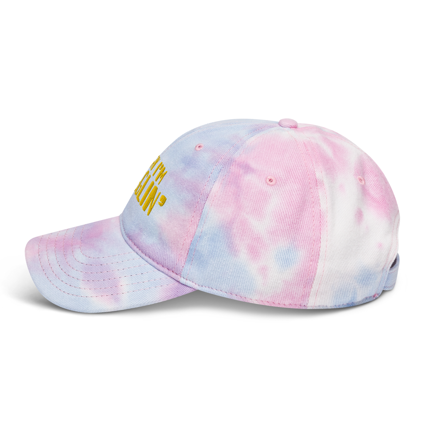 "Everyday I'm Strugglin'" Yellow Puff Embroidered Tie dye hat