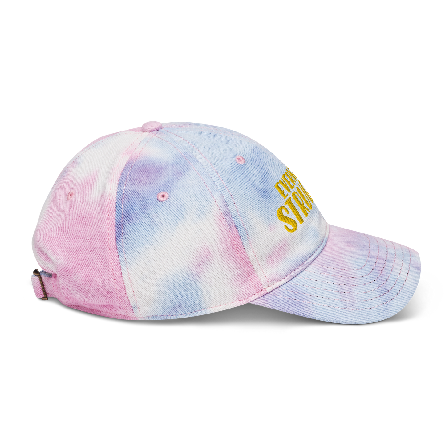 "Everyday I'm Strugglin'" Yellow Puff Embroidered Tie dye hat