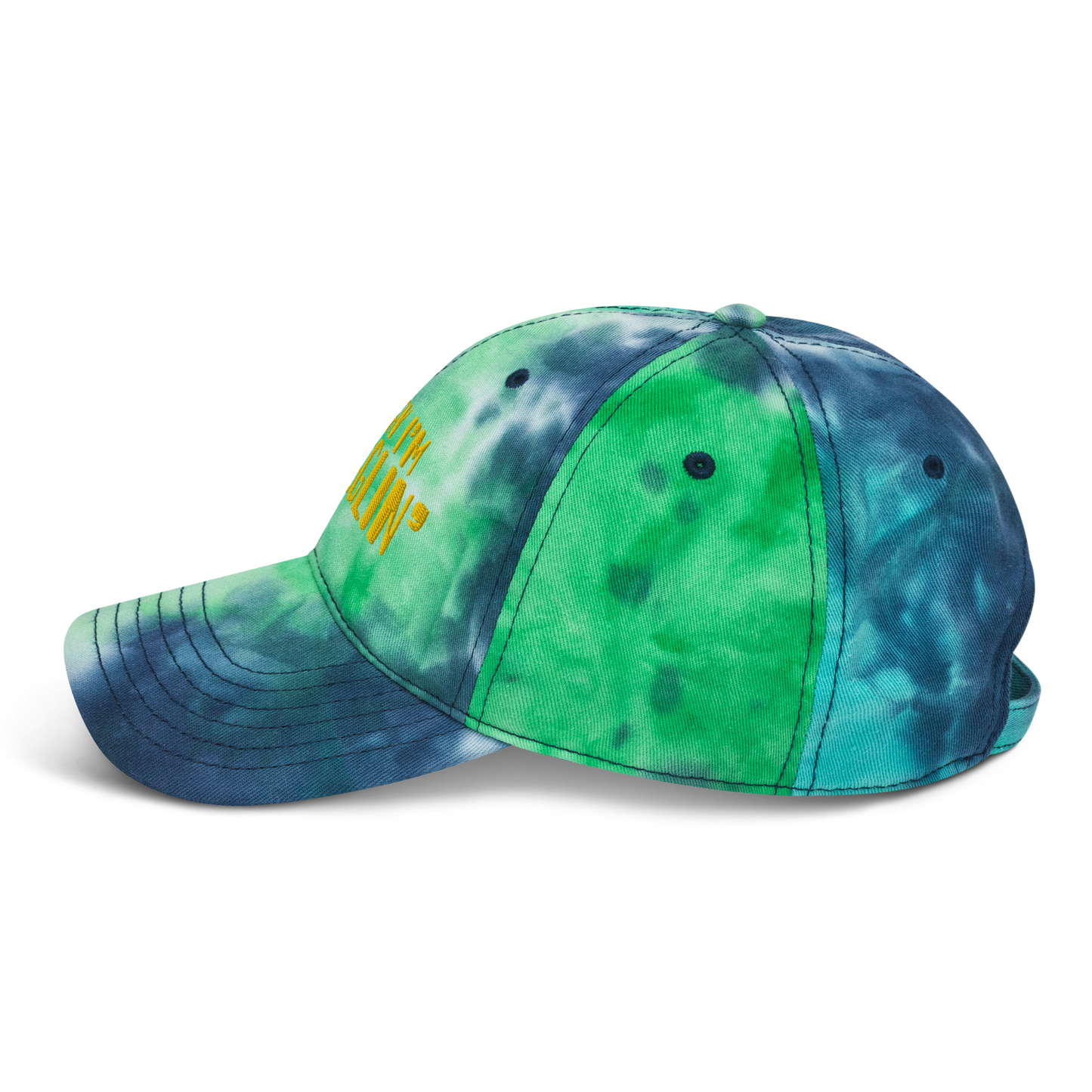 "Everyday I'm Strugglin'" Yellow Puff Embroidered Tie dye hat