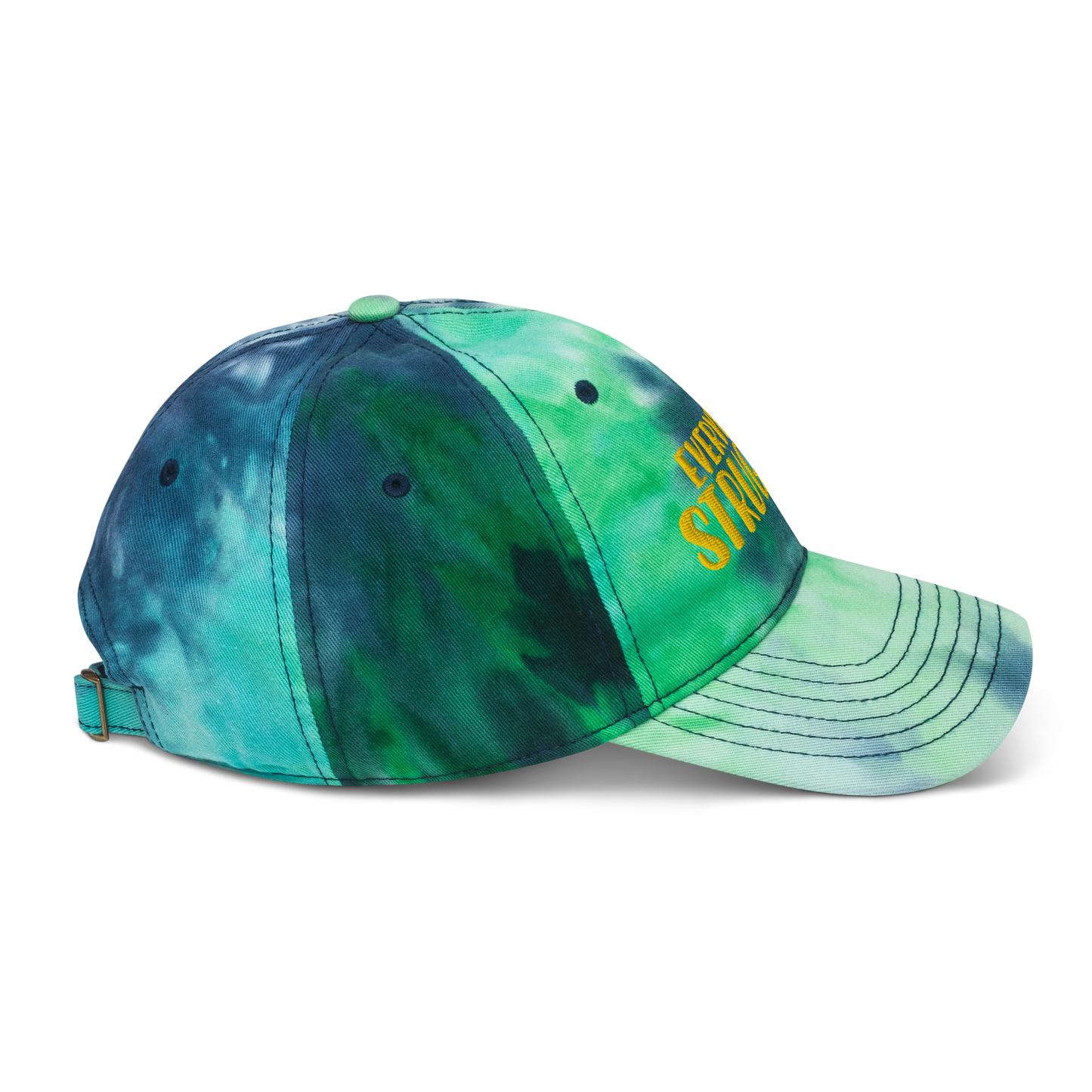 "Everyday I'm Strugglin'" Yellow Puff Embroidered Tie dye hat