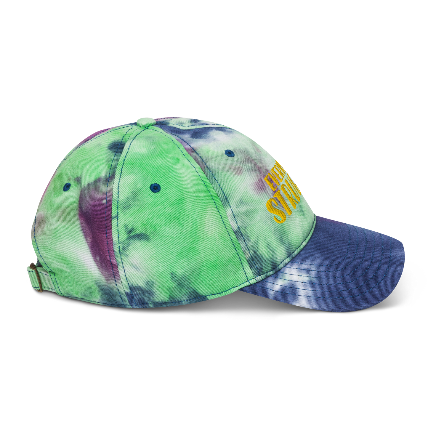 "Everyday I'm Strugglin'" Yellow Puff Embroidered Tie dye hat