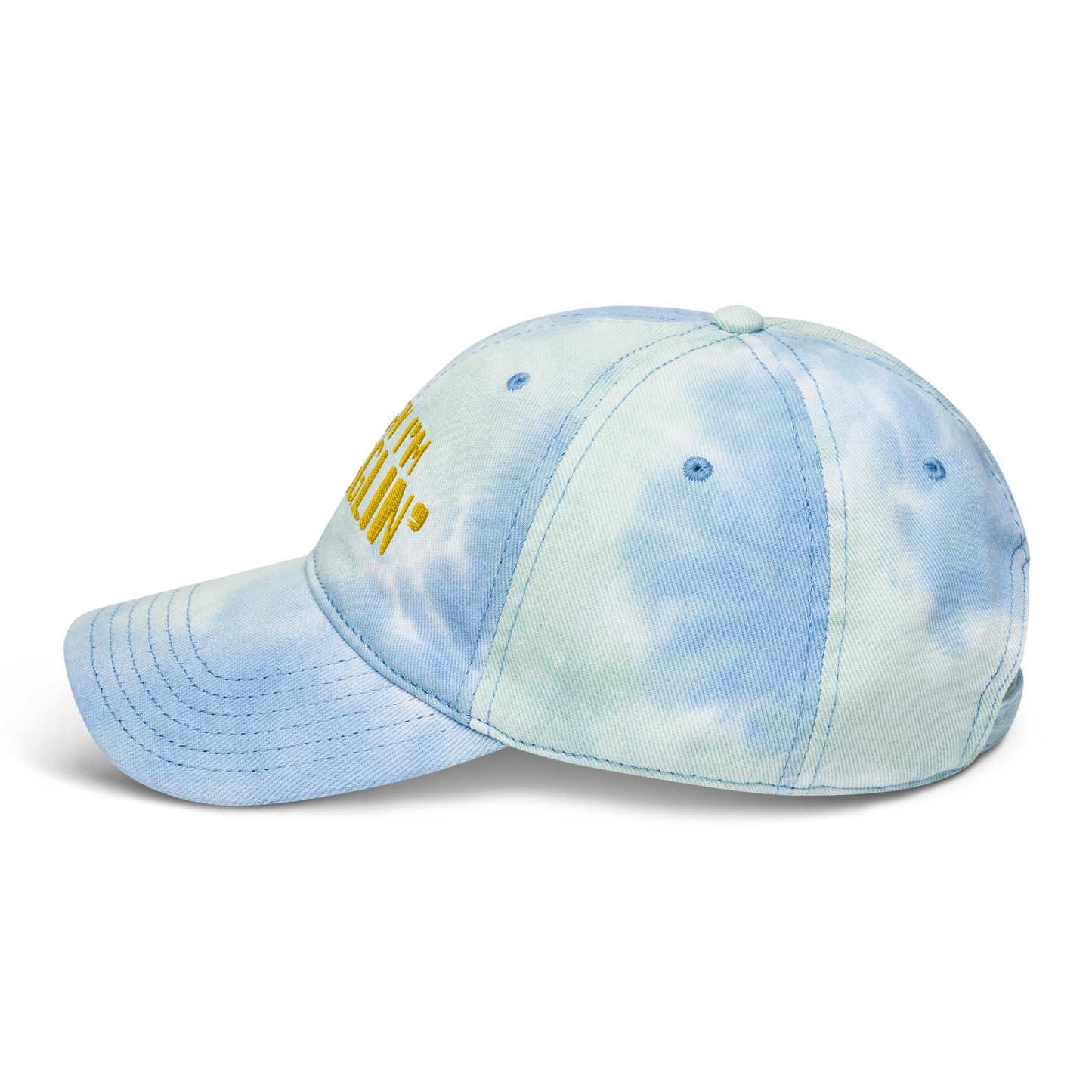 "Everyday I'm Strugglin'" Yellow Puff Embroidered Tie dye hat