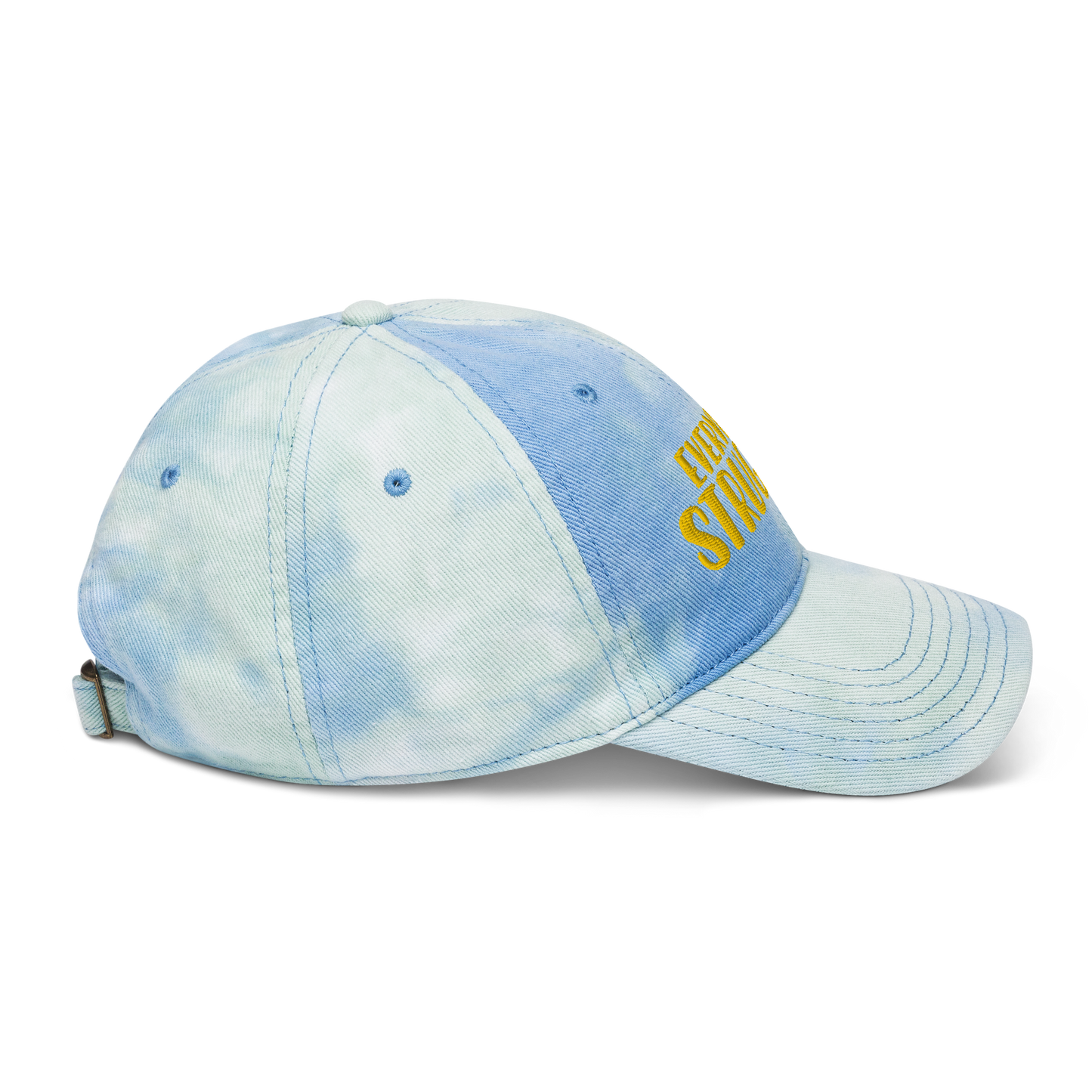 "Everyday I'm Strugglin'" Yellow Puff Embroidered Tie dye hat