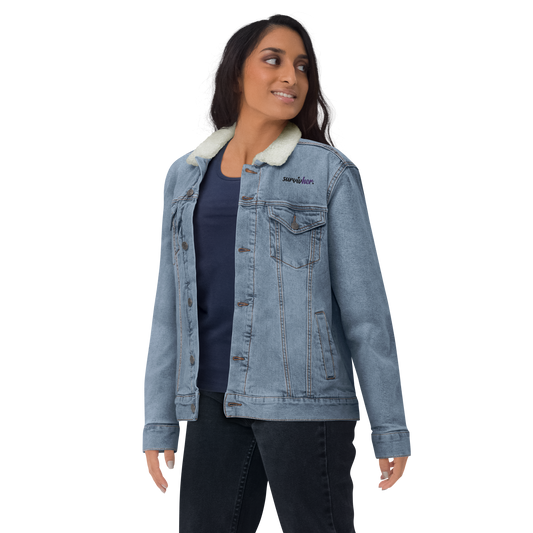 "SurvivHer." Denim Sherpa Jacket (Gender Inclusive)