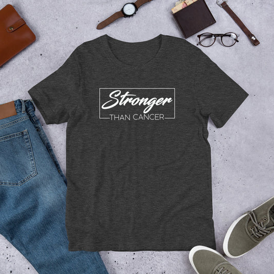 "Stronger Than Cancer" (wt) Heather Coloured Bella & Canvas T-shirt (Gender Inclusive)