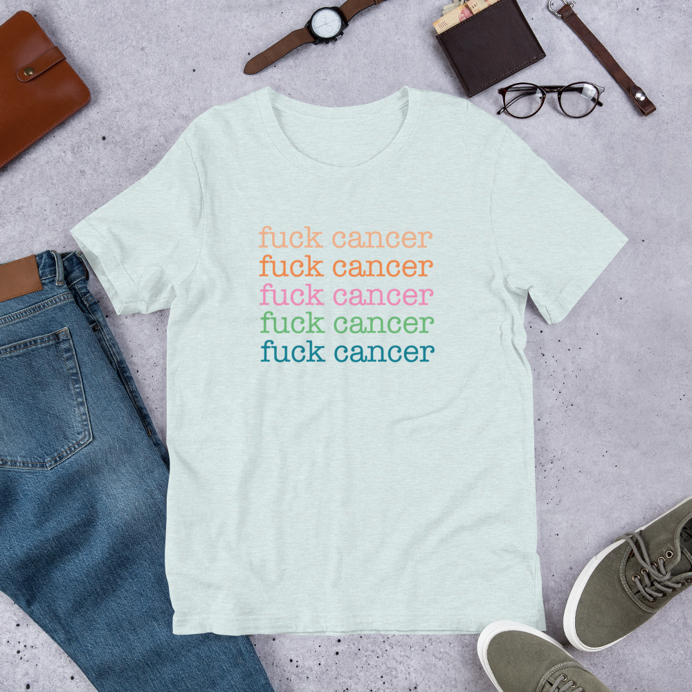 "fuck cancer" x 5 Heather Coloured Bella & Canvas T-shirt (Gender Inclusive)