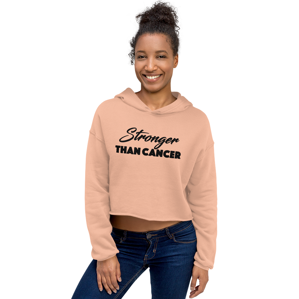 "Stronger Than Cancer" Style 2 Cropped Raw Edge Hoodie (Gender inclusive)